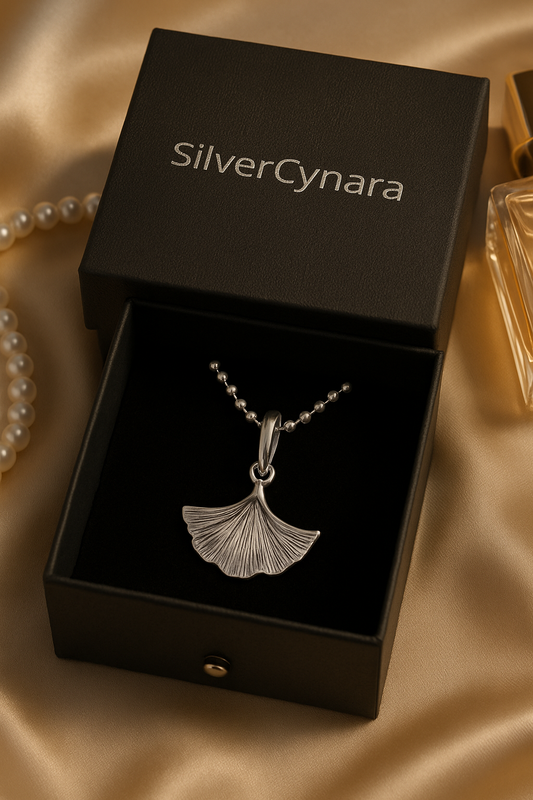 Sterling Silver Ginkgo Leaf Pendant – Symbol of Longevity