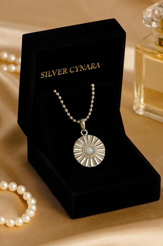 Sun Beam Mother Of Pearl 925 Silver Pendant – Radiant Glow