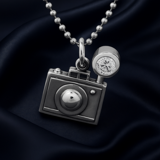 Sterling Silver Film Flash Camera Pendant – Retro Chic