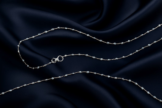 Beaded Faceted Sterling 45 CM Silver Chain