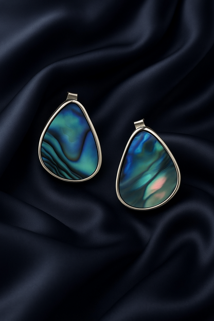 Ocean’s Radiance 925 Silver Abalone Shell Stud Earrings