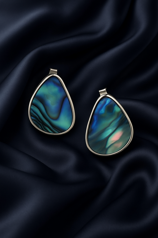 Ocean’s Radiance 925 Silver Abalone Shell Stud Earrings