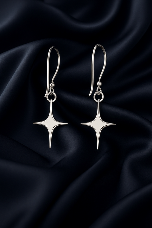 Asymmetric Star Sterling Silver Dangle Earrings