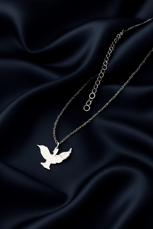 Silver Chain Necklace With Bird Charm