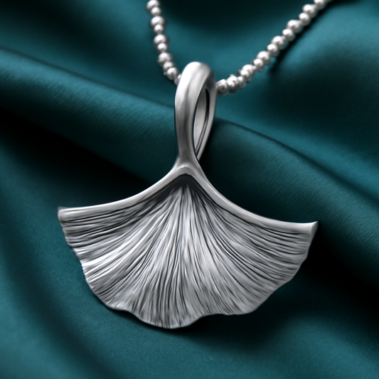 Sterling Silver Ginkgo Leaf Pendant – Symbol of Longevity