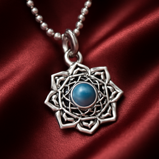 Sterling Silver Green Stone Mandala Pendant – Boho Luxe