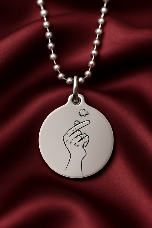 Korean Inspired Finger Heart 925 Silver Pendant – Trendy Love