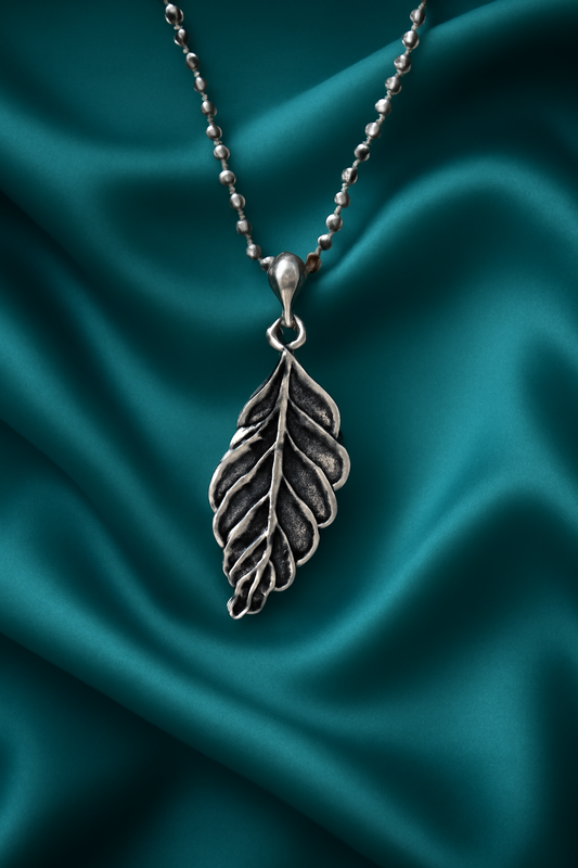 Antiqued 925 Sterling Silver Leaf Pendant – Nature’s Grace