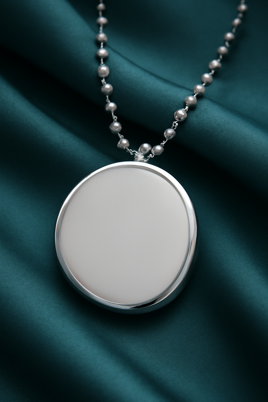 Pebble-Style Sterling Silver Pendant with Mother of Pearl